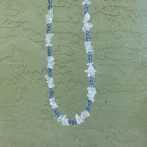 Blue crystal and white gemstone Necklace